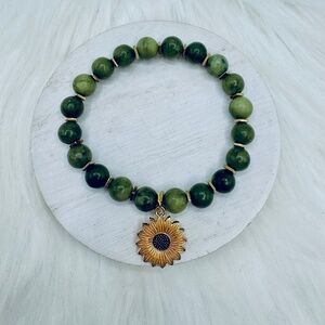 Go Green Sunflower Beaded Bracelet Charm